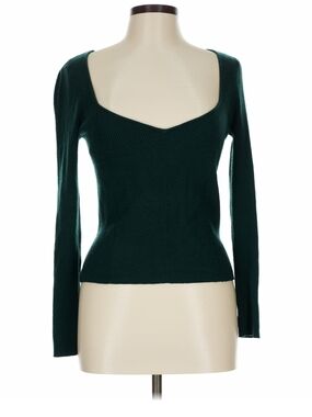 Abercrombie Women's Dark Green Long Sleeve Sweetheart Neck Top